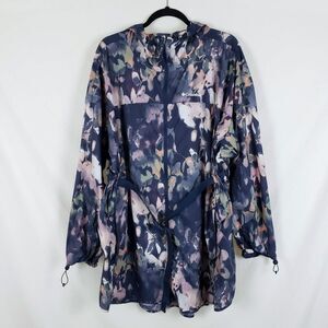 Columbia Belted Windbreaker Jacket Floral Womens XXL (2XL) Floral Long Outdoor
